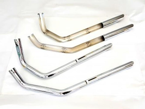 1957-1984 Slash Cut Chrome Drag Pipes w/ Heat Shields Sportster XL Harley