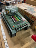 Vintage Taiyo M-4 Sherman Combat Tank battery-operated litho tin toy Japan Box