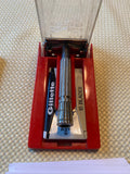 Vtg Gillette Double Edge Safety Wet Shaving Razor W Case 1958 Barber TV Special