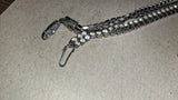 Vintage Clear Rhinestone Lariat Necklace & Single Earring Set Tassel Fringe