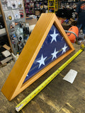 Triangular Wood Display Case Folded American Flag Militaria Decor Funeral Burial