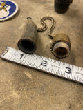 Antique Vintage Snuff Horn Mull Container Screw Cap Chain 3" Frontiersman 1800's