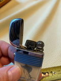 Vintage Silver Blue Scripto Vu-Lighter Collectible Marlin sailfish Fishing Clear