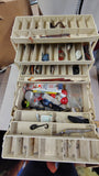 Vintage Plano 3-Tray Tackle Box Filled With Mixed Lures & Soft Bait Pack Lot