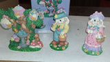 Vintage Easter Figurine Lot 15 Pc Resin Porcelain Bells Jubilee Bunny Family Box