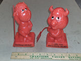 Lot of 2 Vtg W&R Berries Co Red Devil Plastic Figurines Horny Wicked 1971 1972 6
