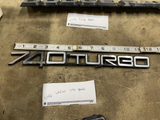 Volvo 740 Turbo Rear Emblem Badge Black Silver Plastic 11 Inch