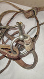 Vtg Western Parade Show Bridle Rolled Leather Silver Colored Ferrules Horse Head