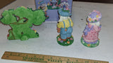Vintage Easter Figurine Lot 15 Pc Resin Porcelain Bells Jubilee Bunny Family Box