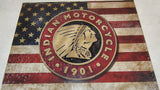 Indian Motorcycle 1901 USA Flag Vintage Tin Metal Sign 16x12 Garage Man Cave
