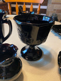 Vtg L.E. Smith Black Amethyst Dancing Nymph vases Glassware Antique Candle hold