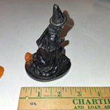 Vintage Plastic Halloween Witch Figurine Crocheted Jack O Lantern Pin Earrings