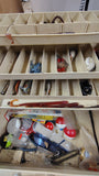 Vintage Plano 3-Tray Tackle Box Filled With Mixed Lures & Soft Bait Pack Lot