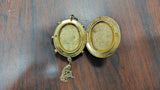 Vintage Fragonard Courting Couple Porcelain Gold Tone Locket Tassel Pendant