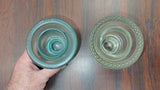 Vintage Whitall Tatum No 1 Aqua & Armstrong No 2 Clear Glass Insulator Lot