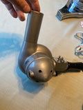 Vintage Allover H-1 Handheld Hair Dryer 115V AC/DC Metal Chrome Grille Hairdress