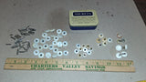 Vtg 74 pc Mother of Pearl Uniform Button Lot with Cotter Pins & 40's Sucrets Tin