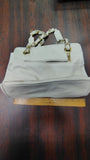 Nicole Miller Quilted White Shoulder Bag Gold Chain Link Satchel Handbag Purse