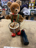 Vintage Battery Operated Drummer Bear Plush Toy Tin Drum Japan 50's Cragstan