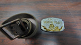 Vintage 1990 Siskiyou WWII Iwo Jima Belt Buckle & Military Canvas Web Belt Lot