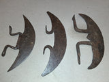 Lot of 3 Antique Hand Forged Iron Crescent Blades Primitive Cutter Tools