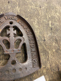 Antique Cast Iron Sad Iron Trivet Stand Crown Cross Pottstown PA Vintage