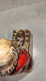 Vtg 1976 R P Gauer Kneeling Santa Praying Over Baby Jesus Manger Plaster Figure