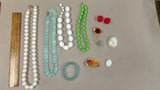 Vtg Costume Jewelry Lot Lucite Moonglow Faux Pearl Necklace Brooch Earring 12pc