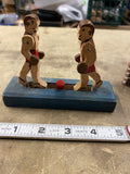 20's Vintage Wooden Boxing Game Toy Folk Hobo Art Push Button Boxers Primitive