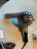 Vintage Allover H-1 Handheld Hair Dryer 115V AC/DC Metal Chrome Grille Hairdress
