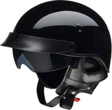 Z1R Vagrant NC Half Helmet 2XL XXL Gloss Black Drop Down Sun Visor DOT Removable