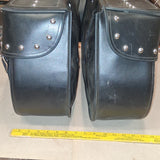 Universal Studded Black Synthetic Leather Motorcycle Saddlebags Eagle Bolt On