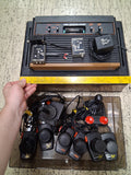Atari 2600 Woodgrain Console Lot Storage Case 6 Controllers 25 Games Manuals