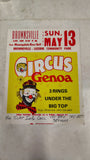 Circus Genoa Cardstock Poster 1979 Brownsville PA Central Show Printing