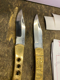 Vintage Brass Pocket Knifes 4" Folding Egyptian hieroglyphics Lockback Blade Lot