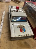 Vintage ASC Japan Tin Toy Friction Siren Police Car 9.75" Original Box 60's