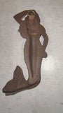 Vintage Cast Iron Nautical Mermaid Wall Hook Beach Towel Hanger Brown