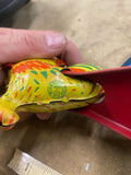 50's Vintage Wyandotte Tin Rooster Pull Tin Toy Egg Cart Farm Easter Collectible