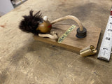 Vtg Wooden Memo Holder Desk Organizer whimsical "Gonk" troll figure Mid modern