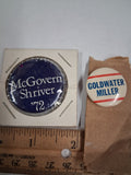 Vtg Presidential Campaign Pin Lot 1964 Goldwater Miller 1972 McGovern Shriver 1"