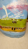 Vintage P&LE RR Folk Art Hand Painted Long Spout Railroad Engineer Oil Can