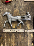 Metal Harness Racing Hood Ornament "Trotter Horse Buggy Sulky Vtg 50's Trim Acc