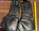 black leather gauntlet motorcycle gloves Monza Medium extended cuffs