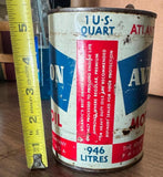 vintage Atlantic Aviation Motor Oil 1-quart metal can 30s^50s