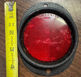 Vintage Stimsonite No 12A red glass reflex reflector 2 HOLE HOT RODS RAT RODS
