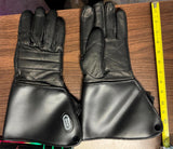 black leather gauntlet motorcycle gloves Monza Medium extended cuffs