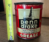 Vintage Penn Drake Multi Purpose Lithium Grease can Oi Gas Petroliana collector