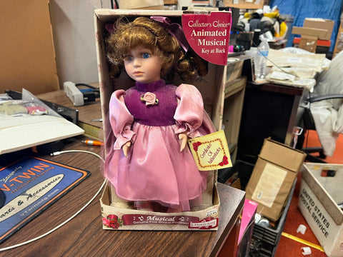 VTG Collector's Choice Fine Bisque Porcelain Animated Music Doll Wind Up