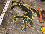 Vtg Beistle jointed black cat Halloween Decoration 40's Collectible Cardboard!