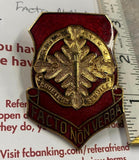 Vtg Facta Non Verba Red Enamel Badge Palo Alto Military Academy Uniform Award!